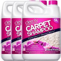 cleenly Carpet Cleaning Shampoo Odour Remover Floral Fragrance 3 x 5L in Pink