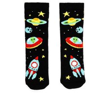 Squelch Wellies Childs Wellie Socks 3-6 Yrs Space Rockets in Black | Size: 3-6 Years