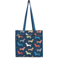 Signare Women's Dachshund Dog Tapestry Shopper Tote Bag in Blue