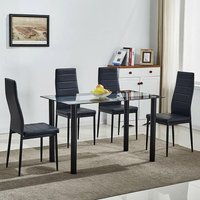 KOSY KOALA Glass Dining Table & Chairs Set of 4 Kitchen Dining Table in Black