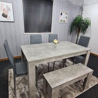 KOSY KOALA Kitchen Dining Table with 4 Chairs & 1 Bench Dining Set of 6 in Grey
