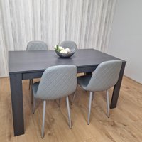 KOSY KOALA Dark Grey Dining Table with 4 Grey Padded Chairs Kitchen Dining Set