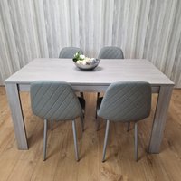 KOSY KOALA Grey Dining Table Set With 4 Grey Stitched Padded Chairs Kitching Dining Set Dining Room