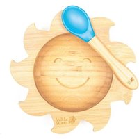 Wild & Stone Bamboo Weaning Bowl & Spoon Set Baby You Are My Sunshine in Blue