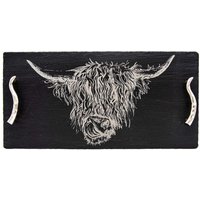 Selbrae House Slate Serving Tray - Large - Highland Cow in Dark Grey | Size: 1 Pack