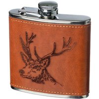 Selbrae House Leather Hip Flask - Stag in Brown
