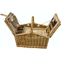 Red Hamper Butterfly Lidded 4 Person Fitted Farmhouse Picnic Basket in Brown