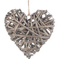Red Hamper Wicker Full Antique Wash Heart in Grey