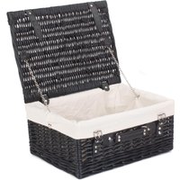 Red Hamper Wicker 41cm Empty Black Willow Picnic Basket With White Lining