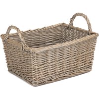 Red Hamper Wicker Antique Wash Finish Handled Unlined Storage Basket in Brown | Size: Large