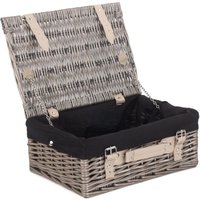 Red Hamper Wicker 36cm Antique Wash Picnic Basket with Cotton Lining in Black