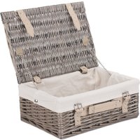 Red Hamper Wicker 36cm Antique Wash Picnic Basket with Cotton Lining in White
