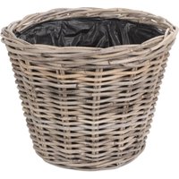 Red Hamper Rattan Tapered Rattan Round Planter with Plastic Lining in Brown | Size: Large