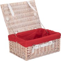Red Hamper Wicker 41cm White Hamper with Cotton Lining in Red