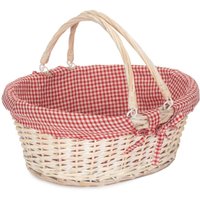 Red Hamper Wicker Small White Swing Handle Shopping Basket