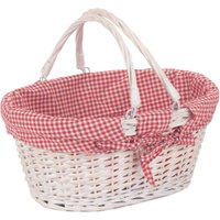 Red Hamper Wicker Medium White Swing Handle Shopping Basket