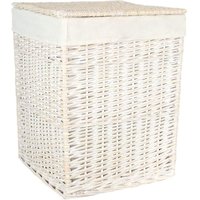 Red Hamper Cotton Lined Square White Wash Laundry Basket