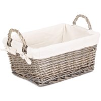 Red Hamper Wicker Antique Wash Handled Lined Storage Basket in White | Size: Large