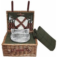 Red Hamper Wicker Green Tweed Classic Picnic Basket | Size: 6 Person