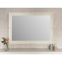 Downton Interiors Antique Style Extra Large White Wood Frame Wall Mirror 106cm x 75cm | Size: XL