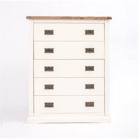 Cabinet Bits Cosenza 5 Drawer Chest of Drawers Bras Drop Handle in Off-White