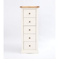 Cabinet Bits Castelli 5 Drawer Narrow Chest of Drawers Brass Knob in Off-White