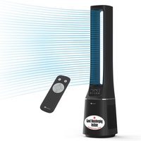 PureMate 2-in-1 Bladeless Tower Fan & Air Purifier (Matte Black) | 10-Speed Oscillating Cooling Fan with True HEPA Filter in Black
