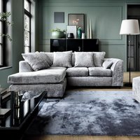 Abakus Direct Harriet Crushed Chenille Left Facing Corner Sofa in Light Grey