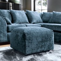 Abakus Direct Harriet Crushed Chenille Footstool in Dark Blue