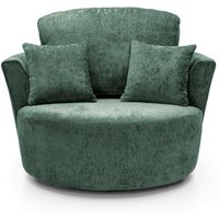 Abakus Direct Harriet Crushed Chenille Swivel Chair in Rifle Green