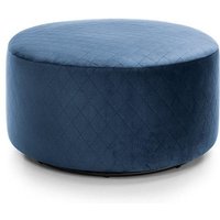Abakus Direct Chicago Spill-Proof Velvet Quilted Swivel Footstool in Dark Blue