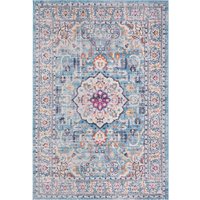 THE RUGS Marrakech Blue Medallion Large Area Rug & Runner Living Room 410 | Size: 120 cm x 170 cm