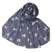 Animal Crackers Women's Toy Poodle Dog Design Lightweight Scarf Sarong in Blue