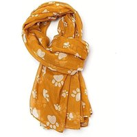 Animal Crackers Women's Dog Or Cat Paw Print Design Lightweight Scarf Sarong in Mustard