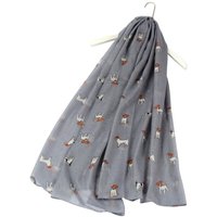 Animal Crackers Women's Jack Russell Terrier Dog Design Lightweight Scarf in Grey