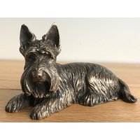 Animal Crackers Scottish Terrier Dog Figurine In Solid Cold Cast Bronze, Quality Dog Lover Home Decoration in Bronze