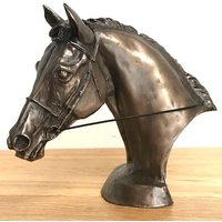 Animal Crackers Race Horse Eventer Head Sculpture In Solid Cold Cast Bronze Designed By Harriet Glen