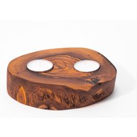 Verano Spanish Ceramics Olive Wood Natural Grained Rustic Tea Light Holder (Diam) 14cm