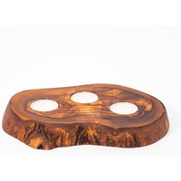 Verano Spanish Ceramics Olive Wood Natural Grained Décor Rustic Tea Light Holder (Diam) 20cm