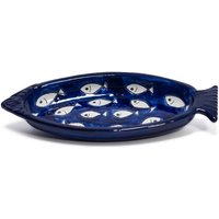 Verano Spanish Ceramics Signature Blue & White Fish Ceramic Kitchen Dining Serving Dish 25L x 10cm (W) | Size: 25L x 10 cm (W)