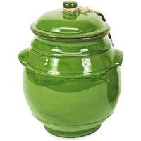 Verano Spanish Ceramics Selena Hand Dipped Glaze Ceramic Kitchen Dining Storage Jar w/lid (H) 23cm in Green