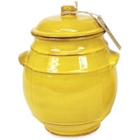 Verano Spanish Ceramics Selena Hand Dipped Glaze Ceramic Kitchen Dining Storage Jar w/lid (H) 23cm in Yellow