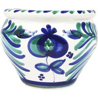 Verano Spanish Ceramics Granada Hand Painted White Outdoor Garden Patio Terrace Bola Plant Pot (D) 25cm