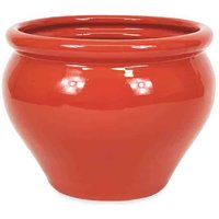 Verano Spanish Ceramics Dipped Blue Hand Painted Outdoor Garden Patio Terrace Bola Plant Pot (D) 25cm in Red