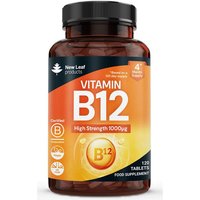 New leaf health Vitamin B12 High Strength Tablets - 1000mcg Methylcobalamin Supplement 4 Month Supply in Orange