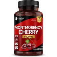 New leaf health Cherry Supplement 6000mg - 120 Vegan Capsules Montmorency Antioxidant High Strength in Red
