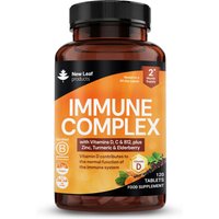 New leaf health Immune Complex - 120 Vegan Tablets Enriched with Vitamin C, D, B12, Zinc, Turmeric & Elderberry Immune System Booster in Orange