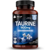 New leaf health Taurine Supplement - 1800mg Taurine Capsules + Vitamins B1, B12 & D3 - 120 Fill in Blue