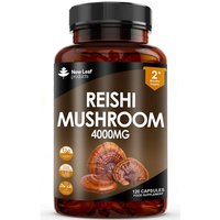 New leaf health Reishi Mushroom Capsules - Potent 4000mg Mushroom Supplements 100% Fruiting Body in Light Brown | Size: 100ml