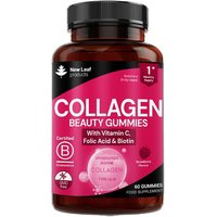 New leaf health Collagen Gummies + Vitamin C, Folic Acid & Biotin - 60 Marine Collagen Gummies in Pink